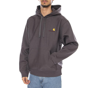 Hooded American Script Sweat Porphyry - Felpa con Cappuccio Uomo Verde I028279.33CXX . CARHARTT WIP 