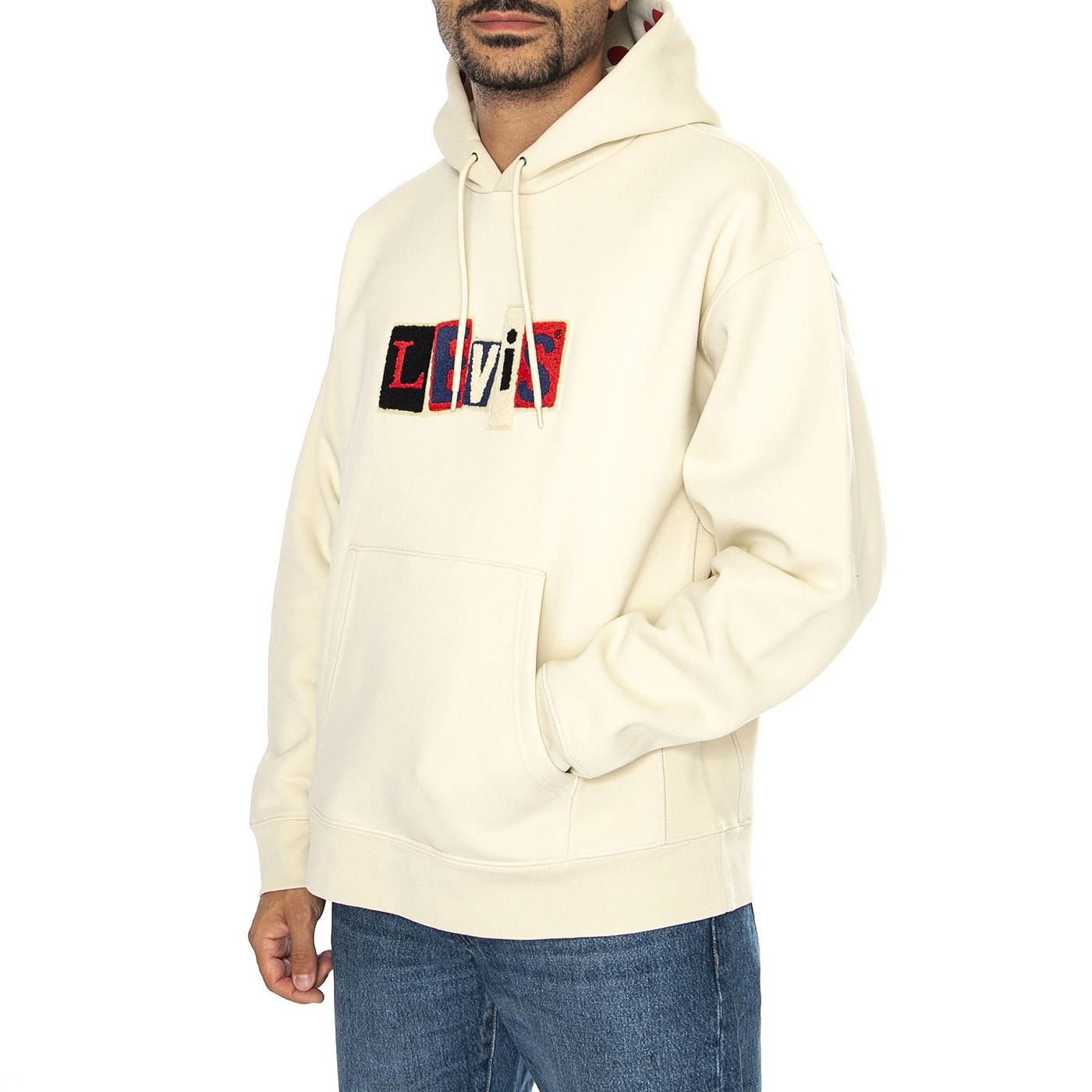 Skate Hooded Sweatshirt Angora Dots Crea Neutral - Felpa con Cappuccio Uomo Beige A1008-0014  LEVIS 