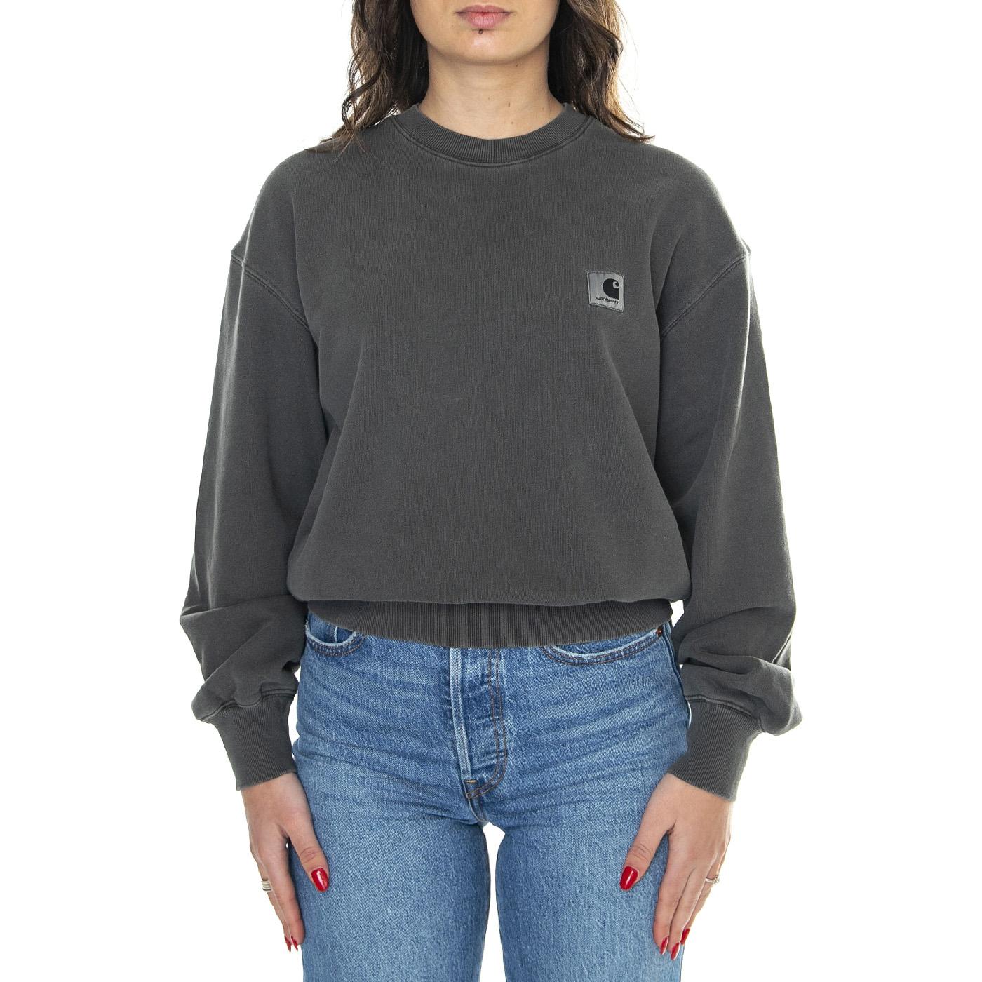 W' Nelson Sweat Charcoal /garment dyed - Felpa Girocollo Donna Grigia I029537.98GD  CARHARTT WIP 