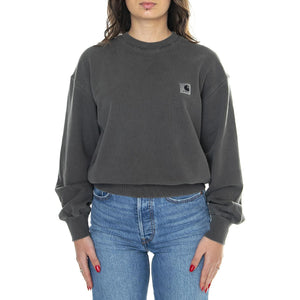 W' Nelson Sweat Charcoal /garment dyed - Felpa Girocollo Donna Grigia I029537.98GD  CARHARTT WIP 