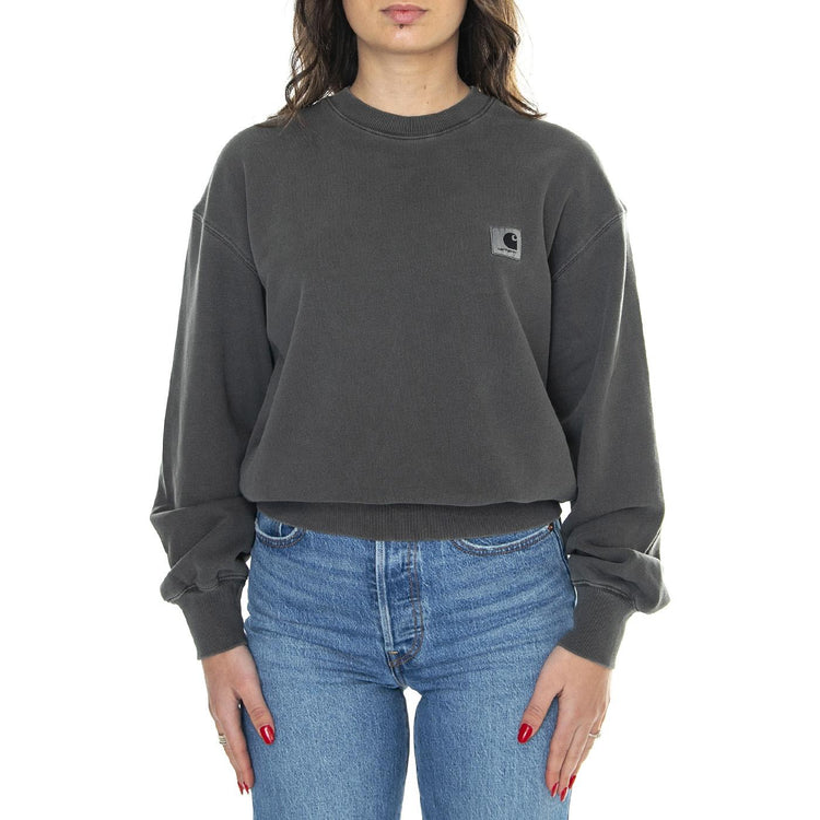 W' Nelson Sweat Charcoal /garment dyed - Felpa Girocollo Donna Grigia I029537.98GD  CARHARTT WIP 