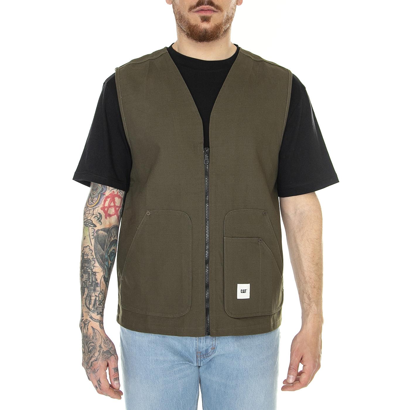 Workwear Camo Vest Military Green - Giacca Estiva Smanicata Uomo Verde 6040041-12515  CAT 