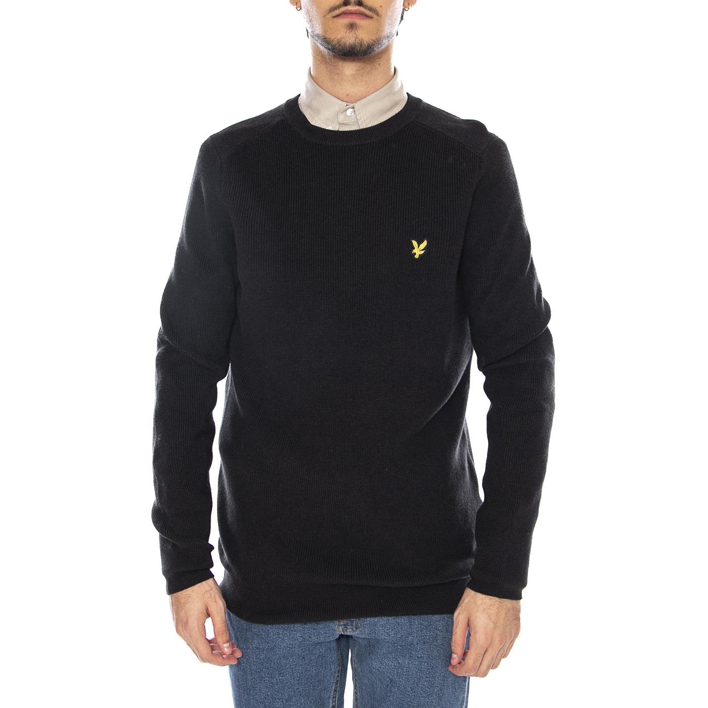 Engineered Rib Crew Neck Black Ice - Maglione Uomo Nero KN2303V-X002 . LYLE & SCOTT 