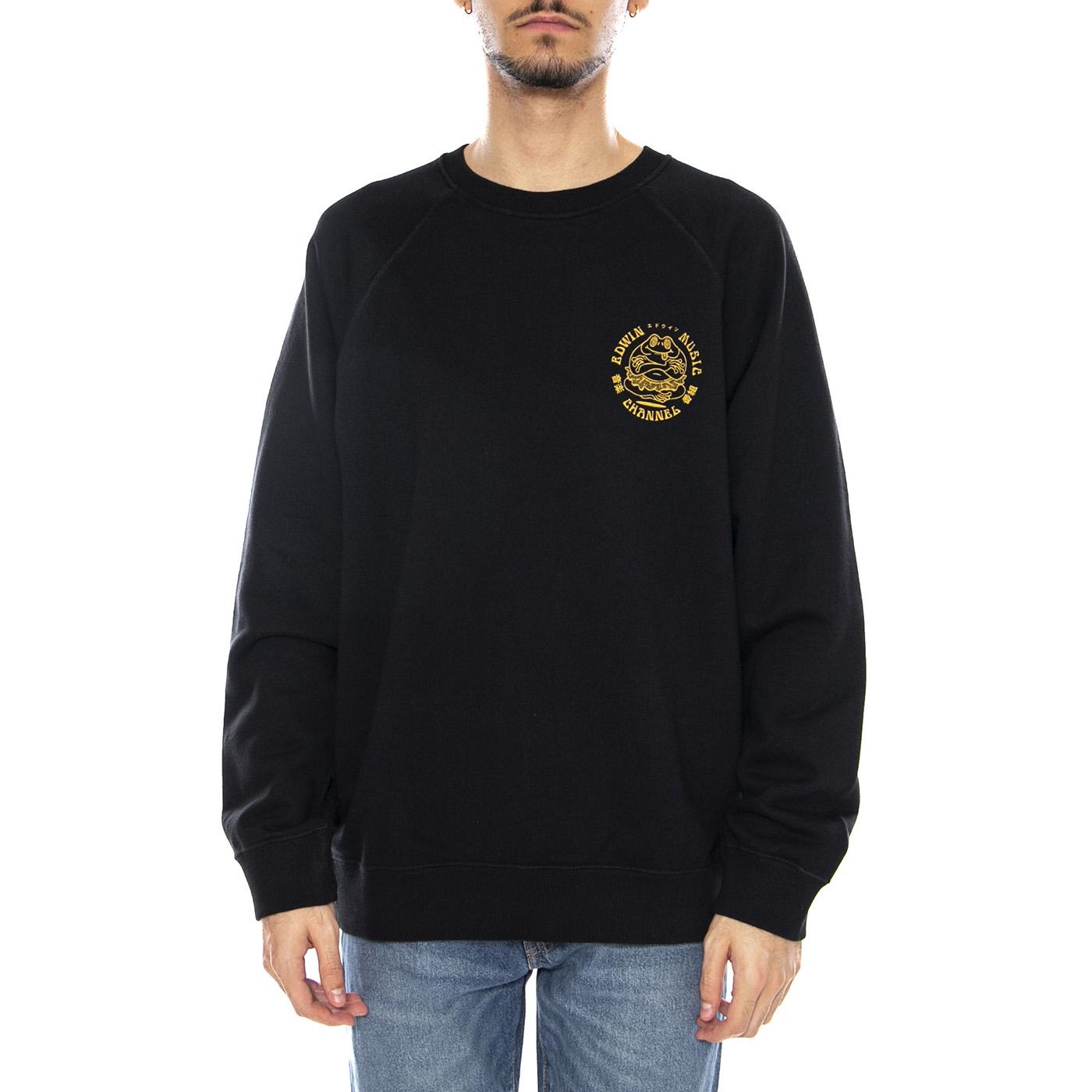 EDWIN Music Channel Sweat -- Felpa Girocollo Uomo Nera I032507.89.67. 89.67 EDWIN 