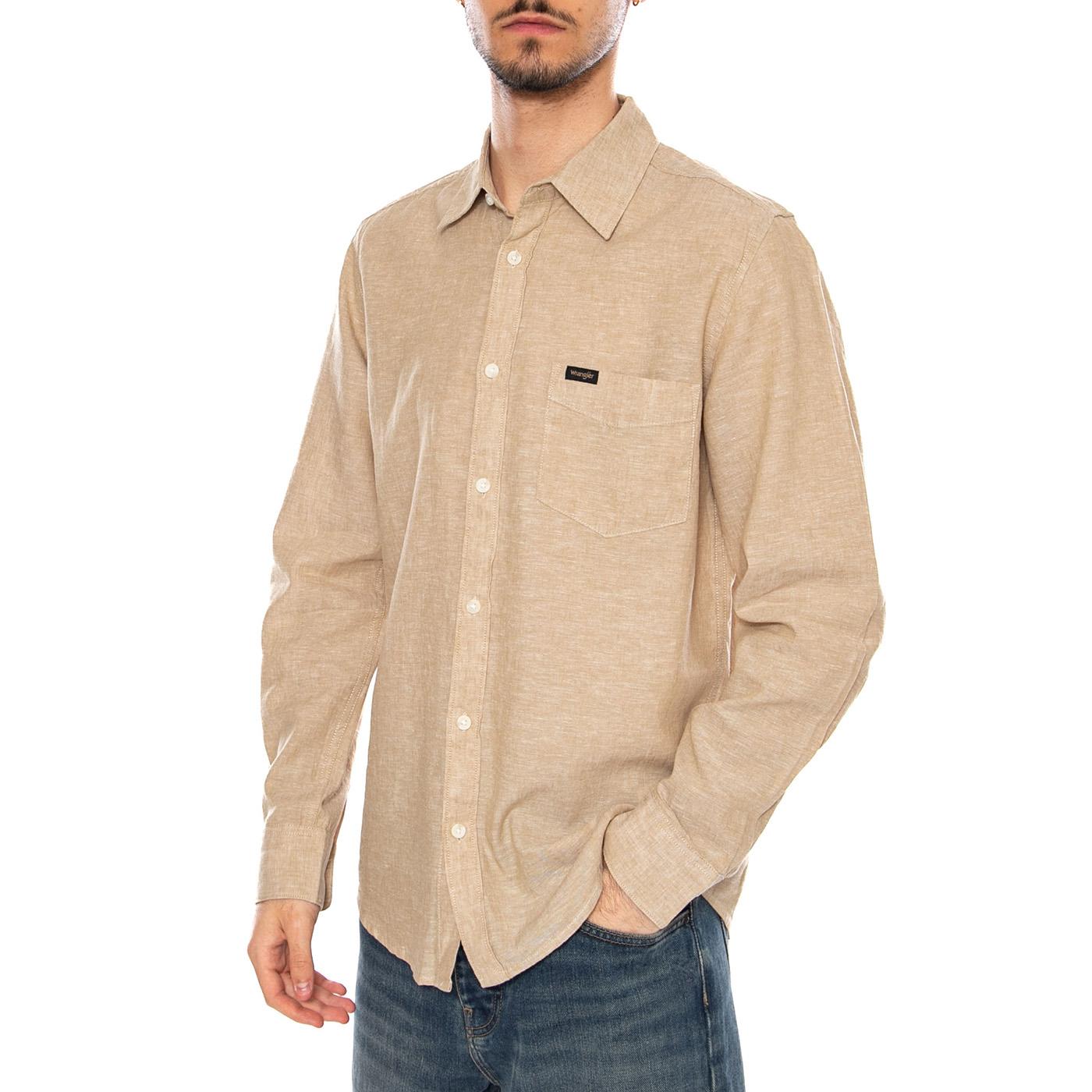 1 PKT SHIRT KELP - Camicia Uomo Beige 112378040 BRN WRANGLER 