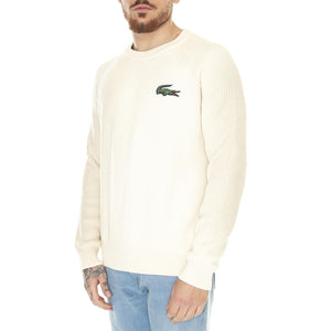 Pullover XFJ Beige - Maglione Girocollo in Cotone Uomo Beige AH9884-XFJ  LACOSTE 