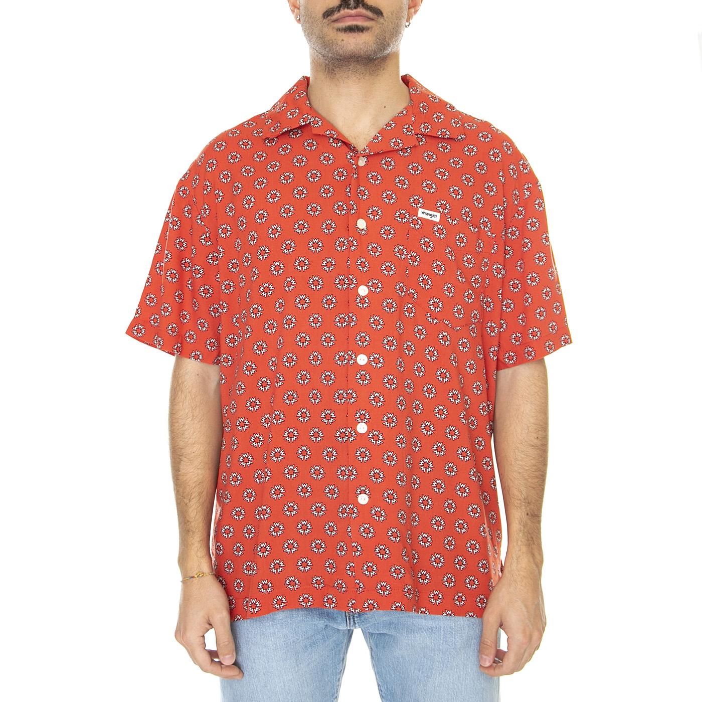 One Pocket Resort Shirt Paprika Red - Camicia Maniche Corte Uomo Rossa W5D5TIR4  WRANGLER 