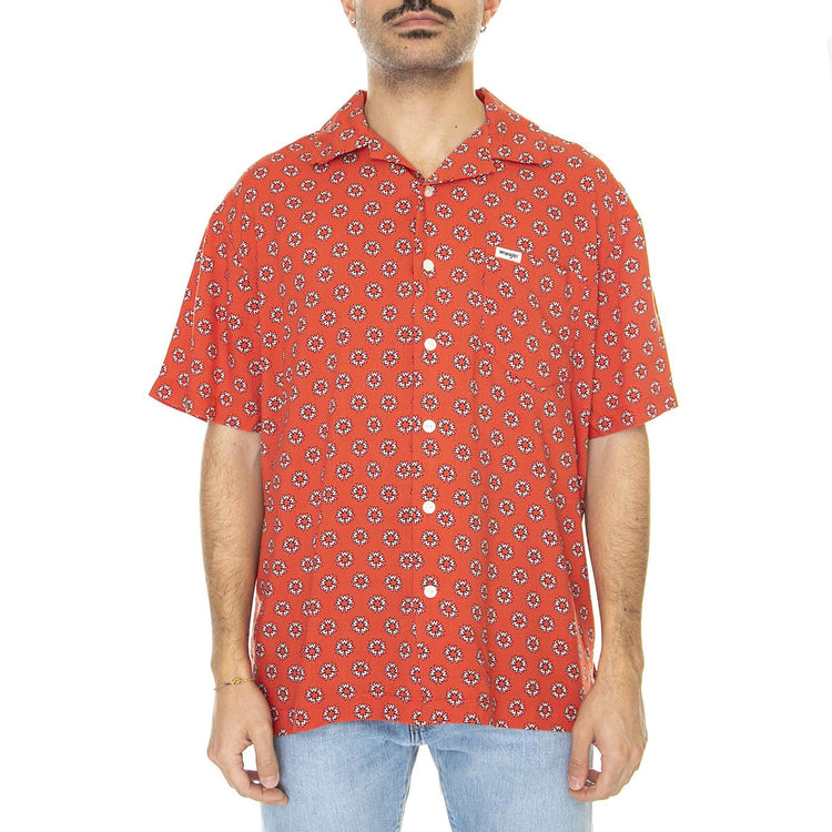 One Pocket Resort Shirt Paprika Red - Camicia Maniche Corte Uomo Rossa W5D5TIR4  WRANGLER 