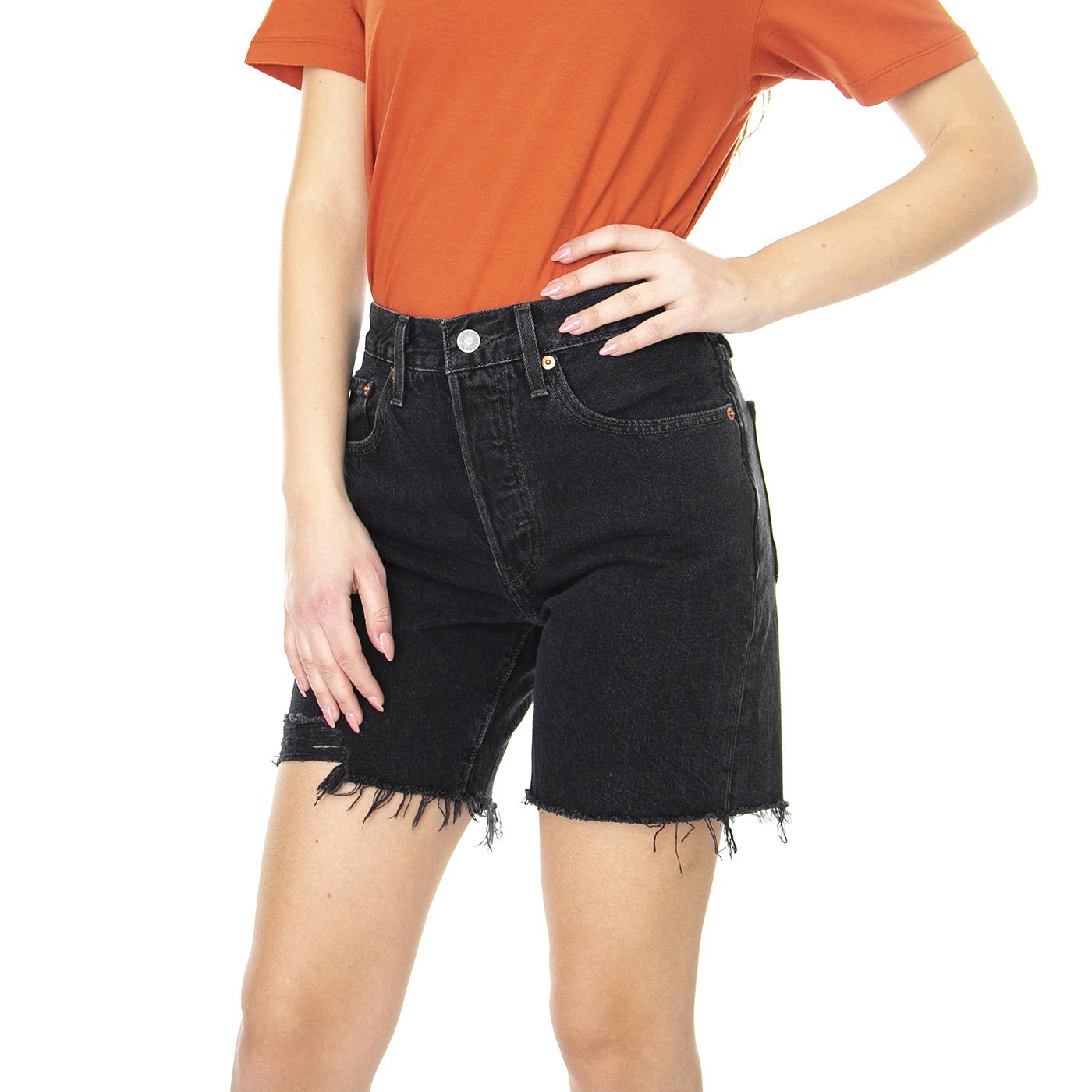 501 Mid Thigh Short Lunar Black - Bermuda Donna Denim Jeans Neri 85833-0016  LEVIS 