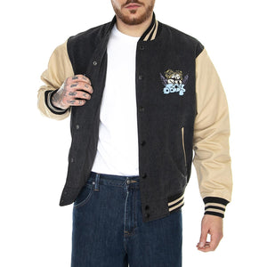 Care Denim Varsity Jacket Dusty Black Multi - Giacca Uomo Multicolore 121800530-DBA  OBEY 
