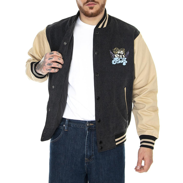 Care Denim Varsity Jacket Dusty Black Multi - Giacca Uomo Multicolore 121800530-DBA  OBEY 