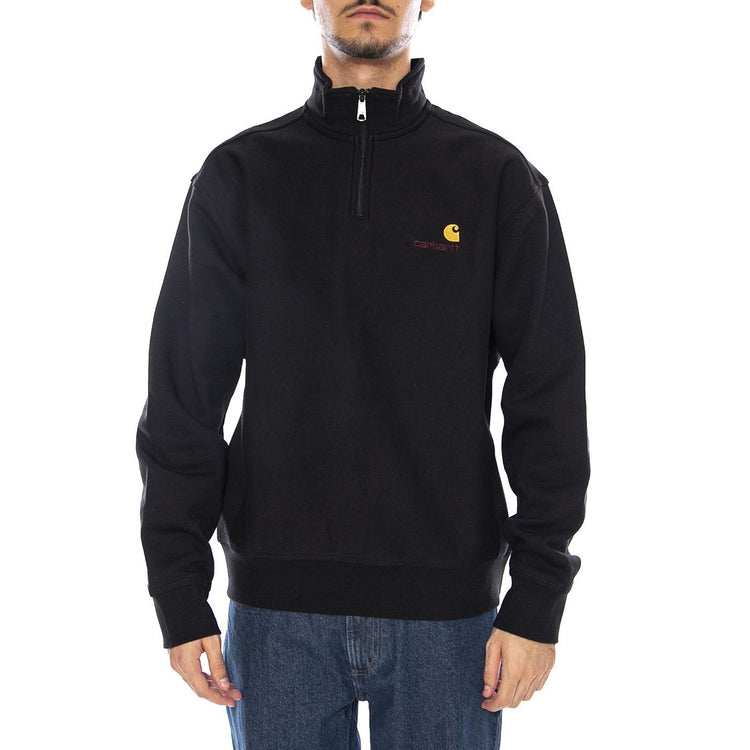 Half Zip American Script Sweat Black - Felpa Collo Alto con Zip Nera I027014.89XX . CARHARTT WIP 
