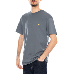 S/S Chase T-Shirt Cozy Blur / Gold - Maglietta Girocollo Uomo Blu I026391 3LPXX CARHARTT WIP 