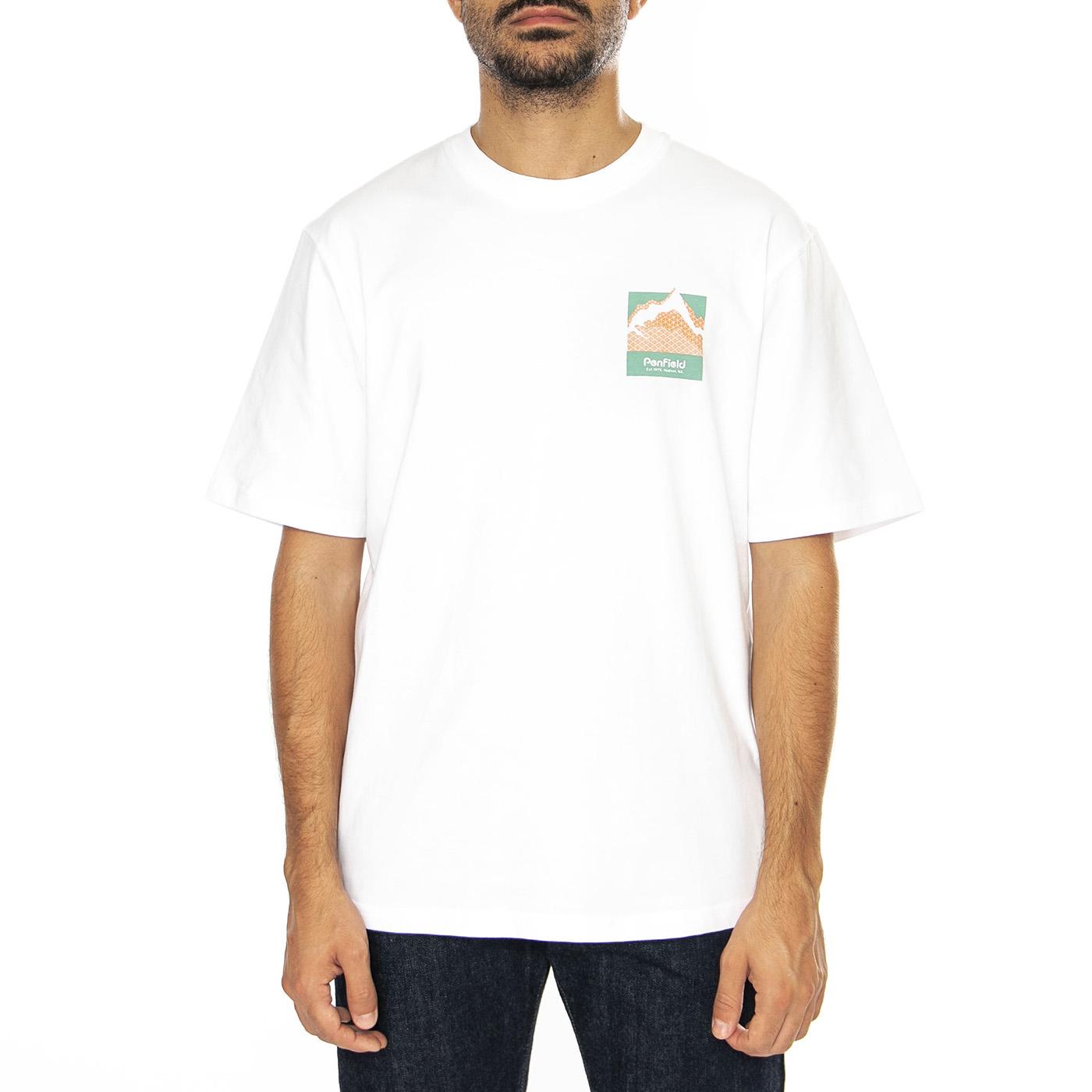 Mountain Back Print T-Shirt Bright White - Maglietta Girocollo Uomo Bianca PFD0494-002  PENFIELD 