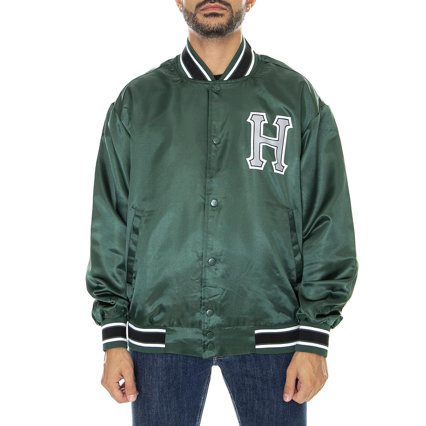 Crackerjack Satin Baseball Jacket Forest Green - Giacca Invernale Uomo Verde JK00372-FOGRN  HUF 