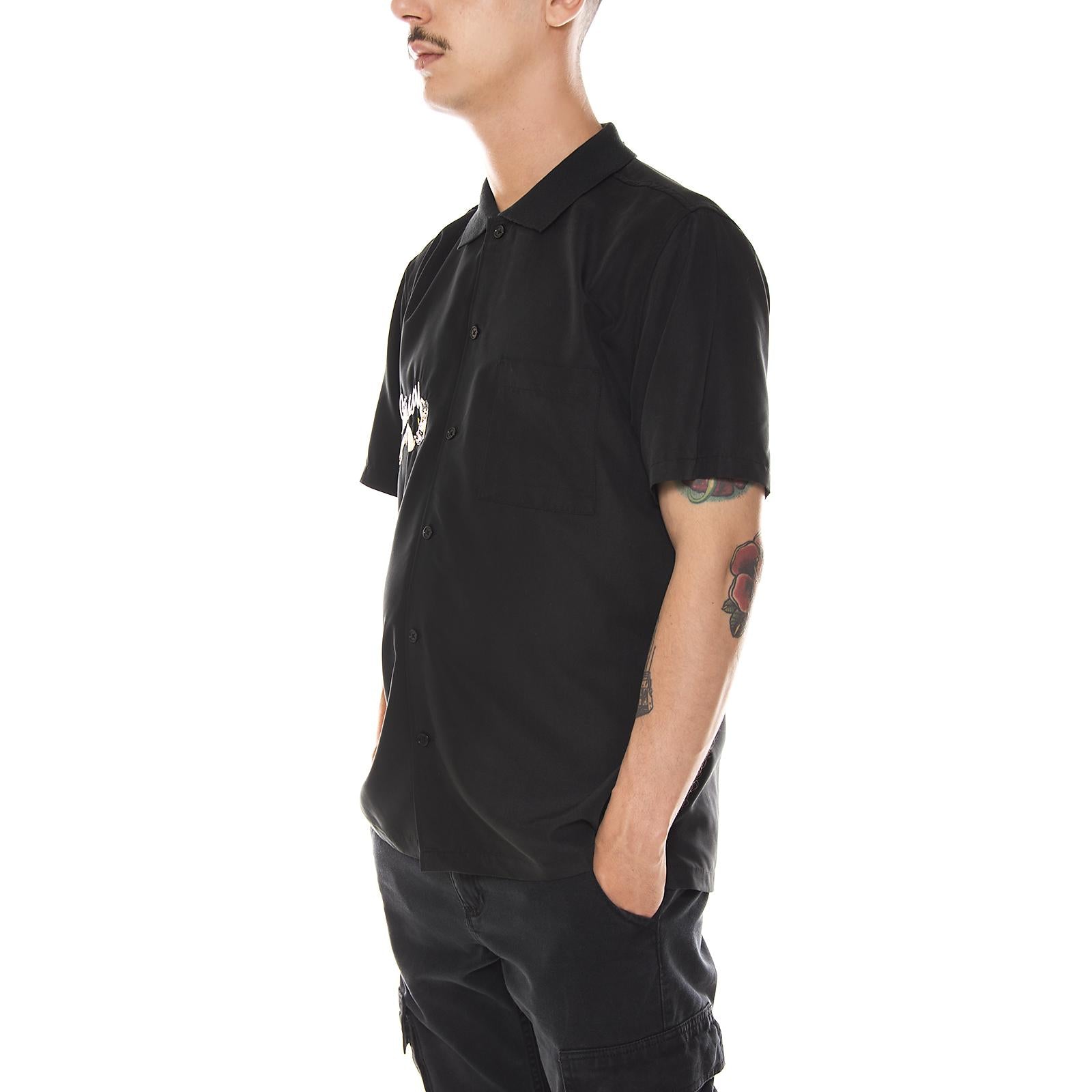 GARAGE KNIT COLLAR SHIRT BLACK 111916-BLACK  STUSSY 