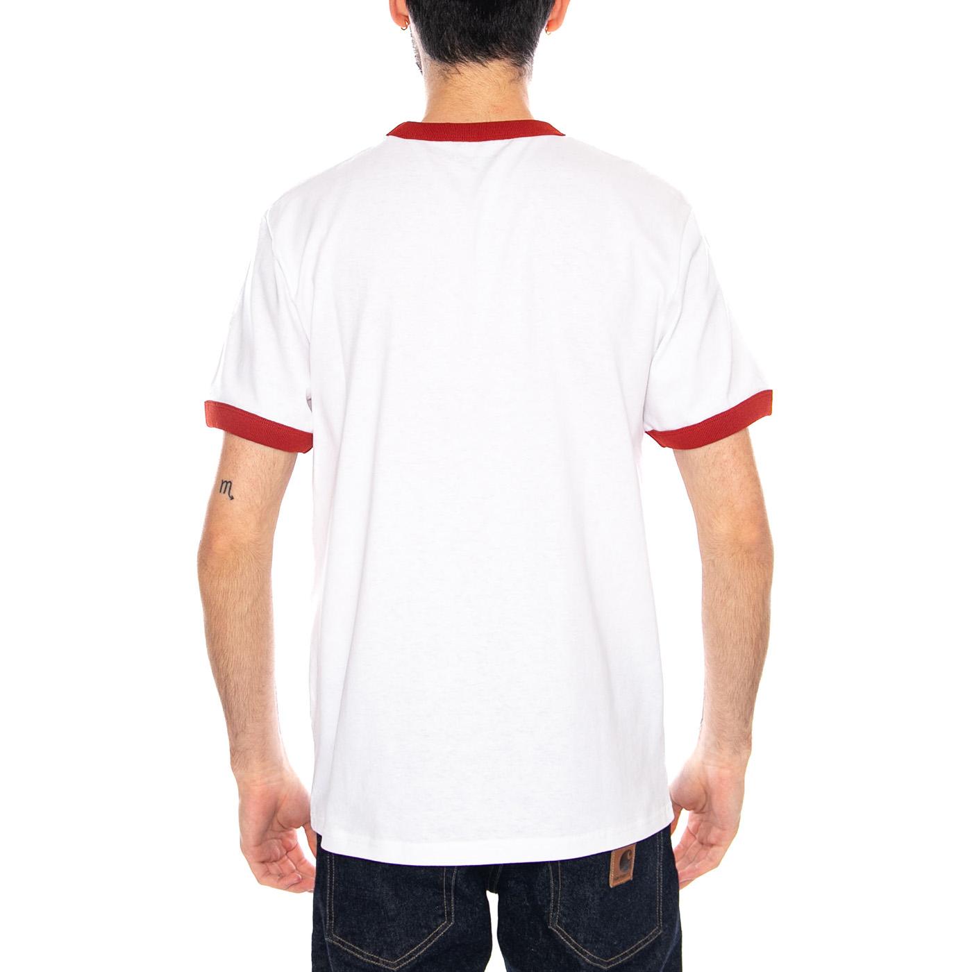S/S IP Ringer T-Shirt White / Red / Red - Maglietta Girocollo Uomo Bianca I036267 3QDXX CARHARTT WIP 