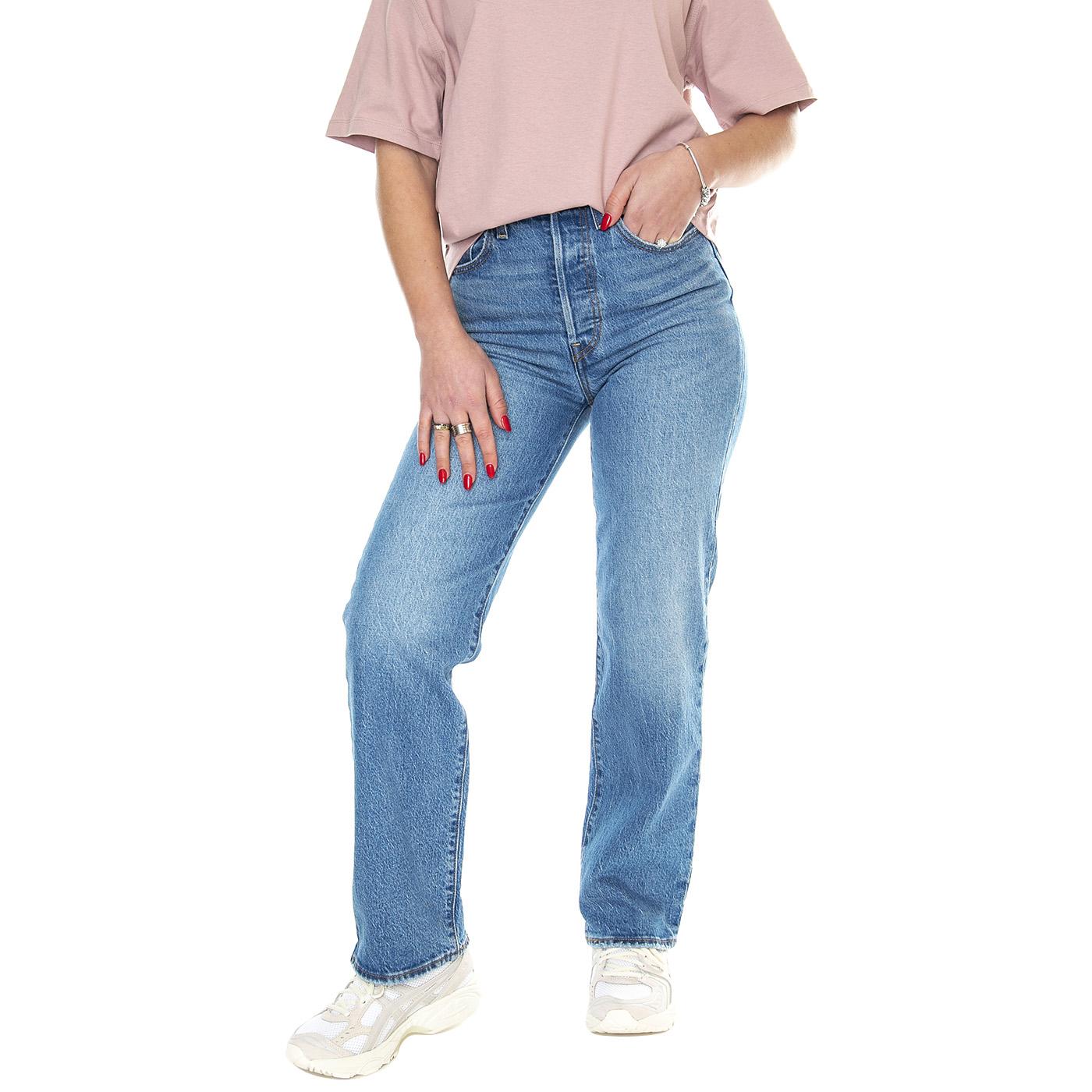 Ribcage Straight Ankle Dance Around Med Indigo Worn In - Pantaloni Denim Jeans Donna Blu 72693-0177  LEVIS 