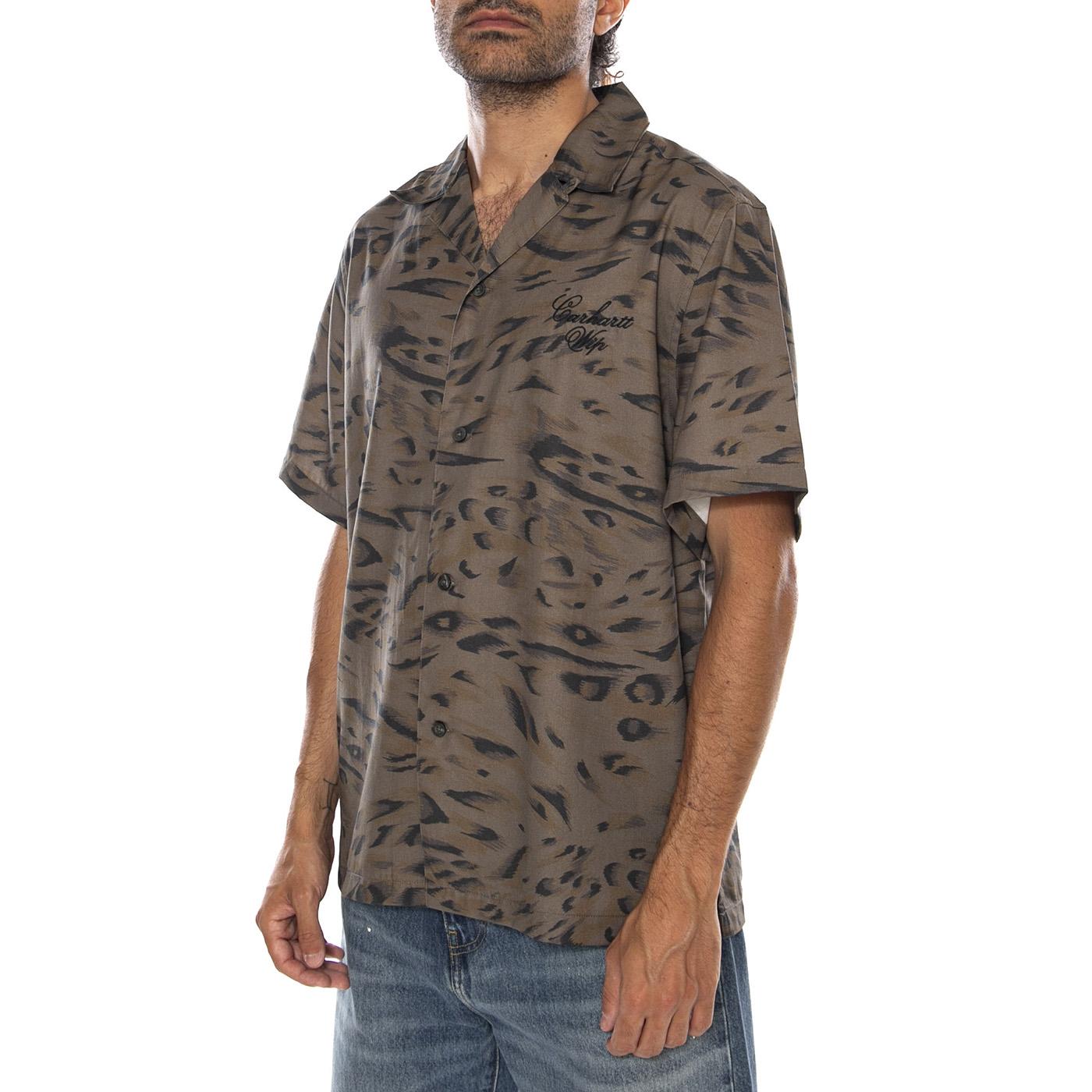 S/S TRAVON SHIRT CYPRESS / BLACK - Camicia Maniche Corte Uomo Multicolore I036808 3TDXX CARHARTT WIP 