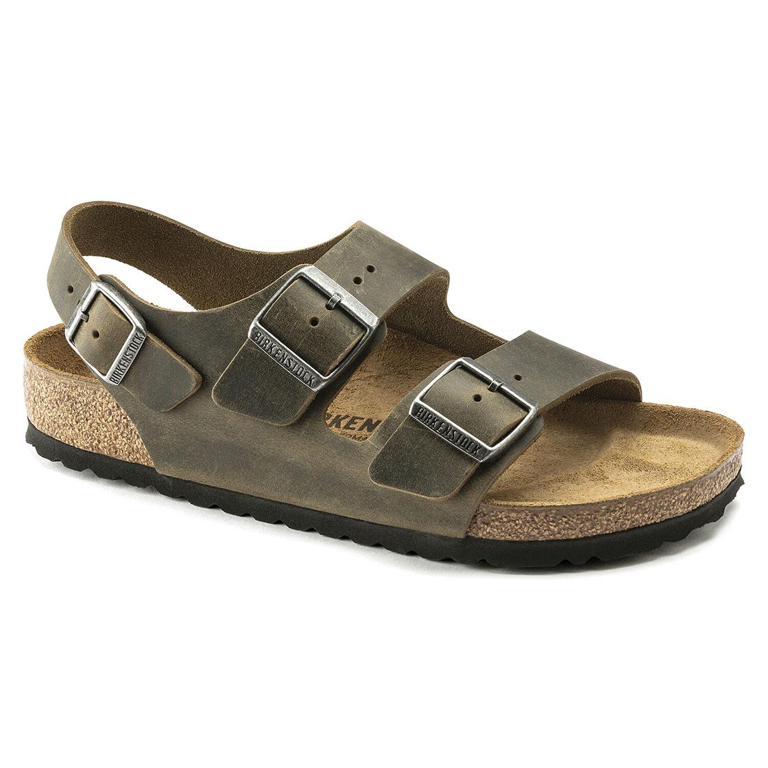 Milano Faded Khaki, Oiled Leather - Sandali Uomo / Donna Verdi - Calzata Regolare 1019454  BIRKENSTOCK 