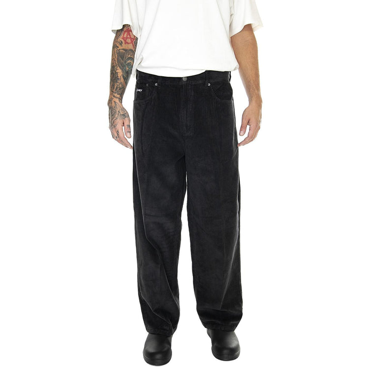 Bigwig Baggy Corduroy Pant Digital Black - Pantaloni Uomo Neri 142020218-DGB  OBEY 