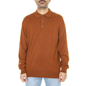 Signature Long Sleeve Polo Caramel - Polo Maniche Lunghe Uomo Marrone 63353-371  BEN SHERMAN 