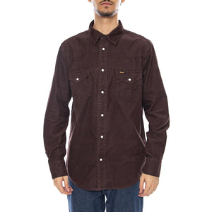 Western Cord Shirt Mahogany - Camicia in Velluto Uomo Marrone 112371428 . WRANGLER 
