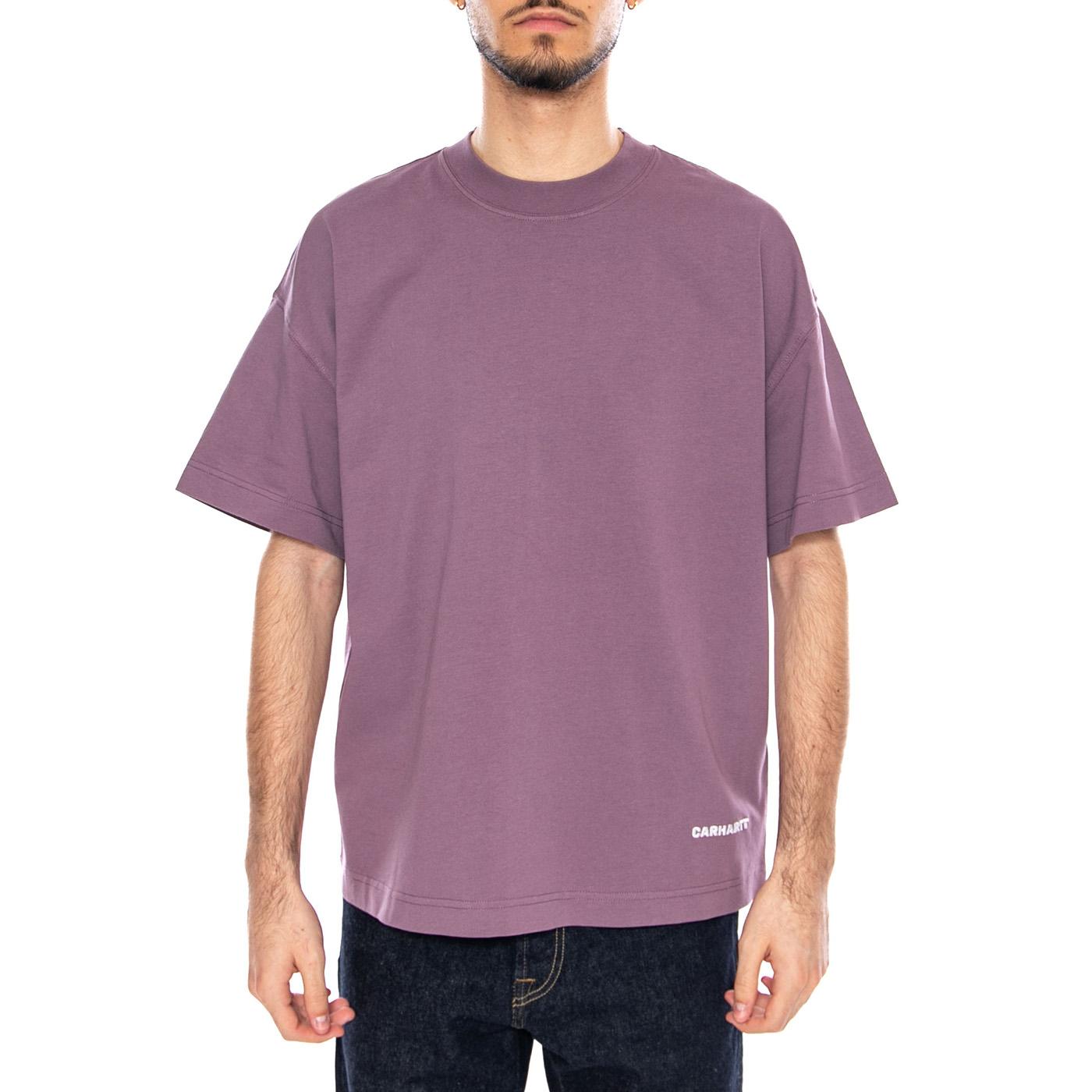 S/S Link Script T-Shirt Phlox / White - Maglietta Girocollo Uomo Viola I031373 3BSXX CARHARTT WIP 