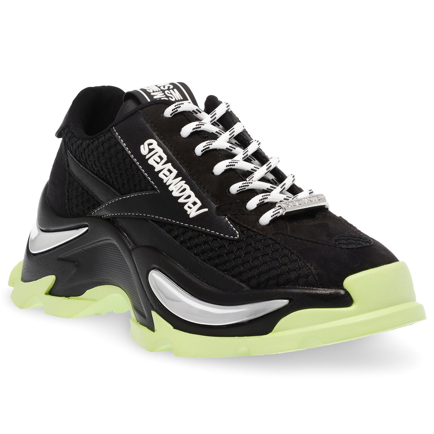 Zoomz Black / Lime - Scarpe Stringate Profilo Basso Donna Nere SMPZOOMZ-BLK  STEVE MADDEN 
