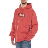 Obey Half Icon Fleece Mineral Red -- Felpa con Cappuccio Uomo Rossa  Uomo OBEY