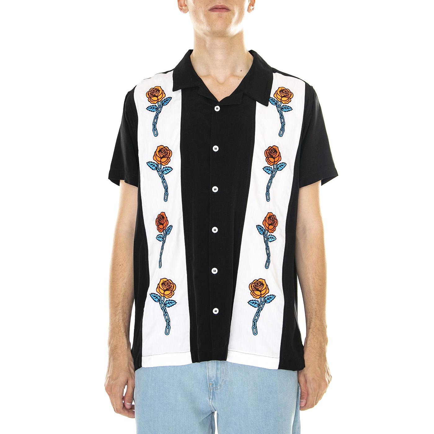 M' Ewtua Shirt Black XXL - Camicia Maniche Corte Uomo Nera / Multicolore SHT0057BLK  DOOMSDAY 