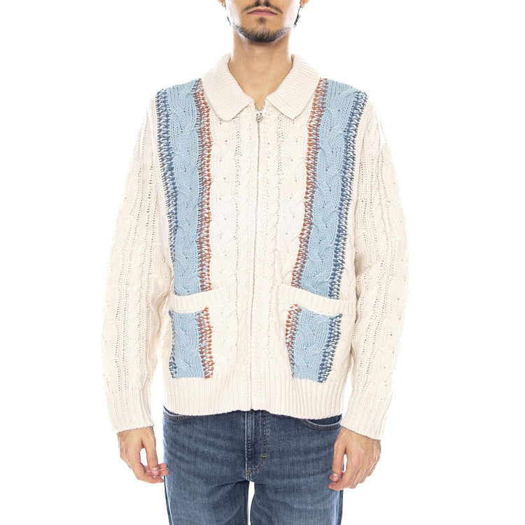 Ezra Zip Up Cardigan White - Cardigan Uomo Bianco 151010037 UBL OBEY 