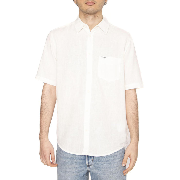 Shirt White - Camicia Maniche Corte Uomo Bianca 112362728  WRANGLER 
