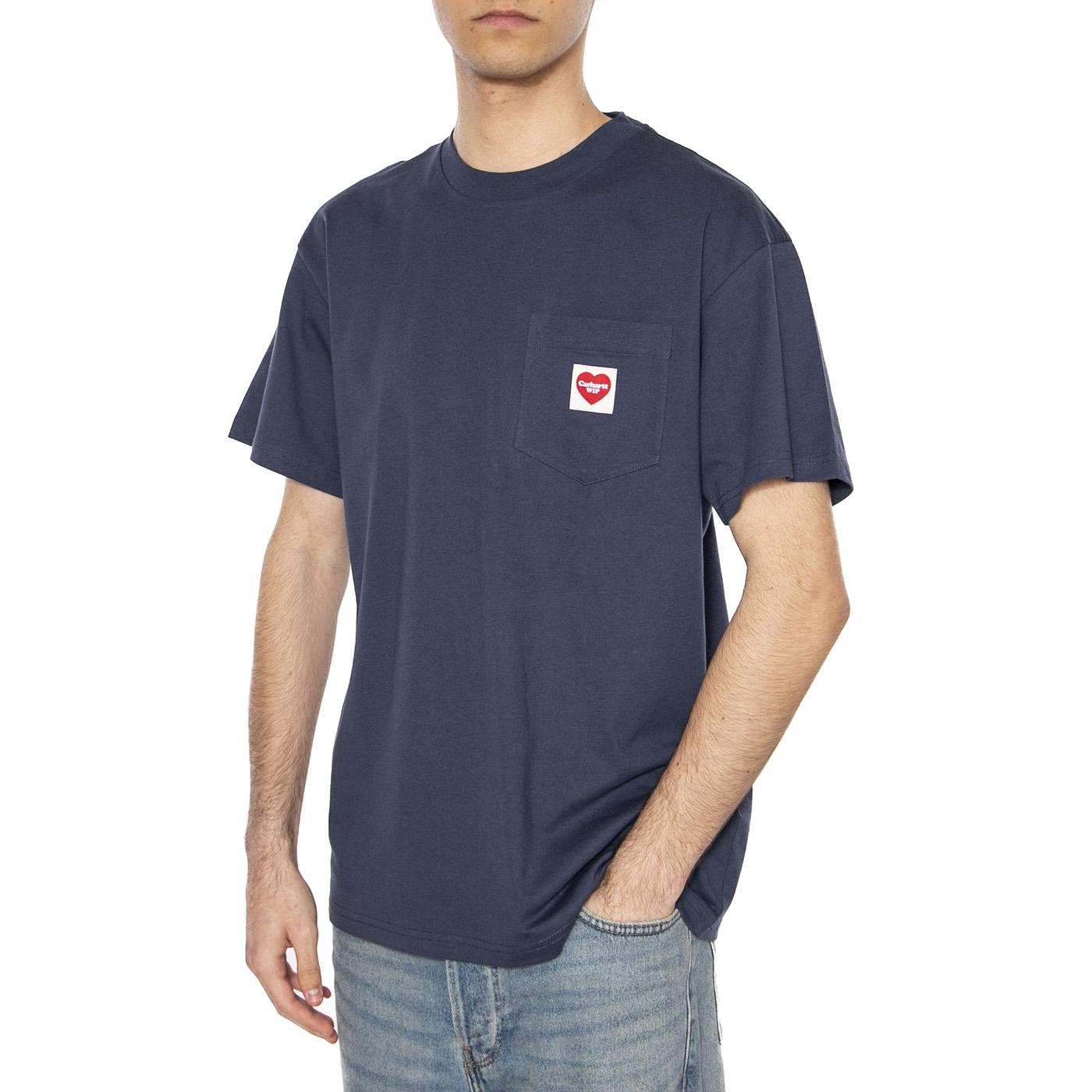 S/S Pocket Heart T-Shirt Blue - Maglietta Girocollo Uomo Blu I032128.01XX  CARHARTT WIP 