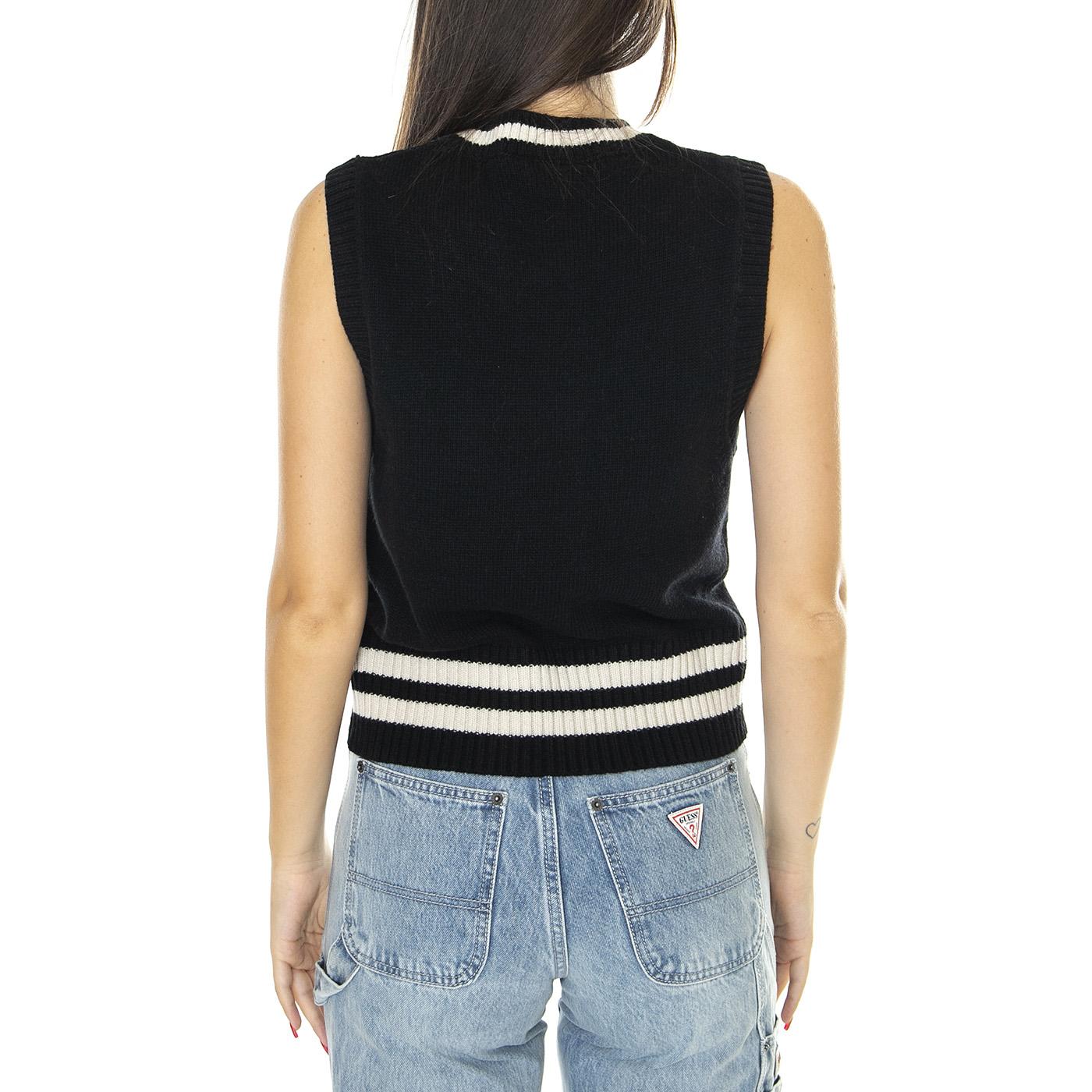 W' Stanford Vest Sweater Black / Salt - Gilet Donna Nero I032284.1T8XX  CARHARTT WIP 