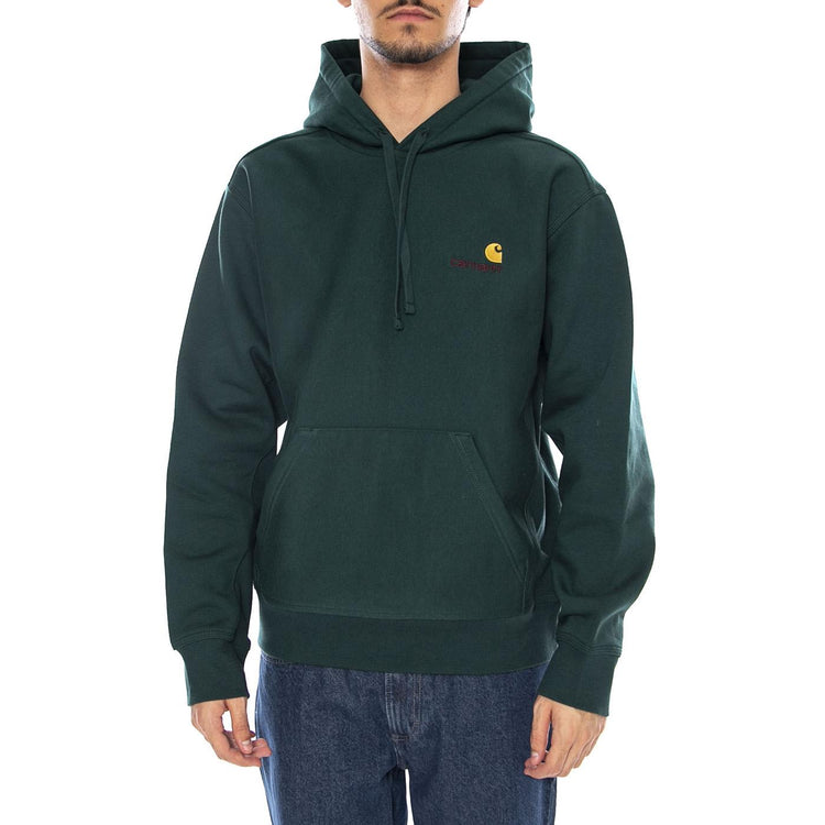 Hooded American Script Sweat Dark Fir - Felpa con Cappuccio Uomo Verde I028279.05AXX . CARHARTT WIP 