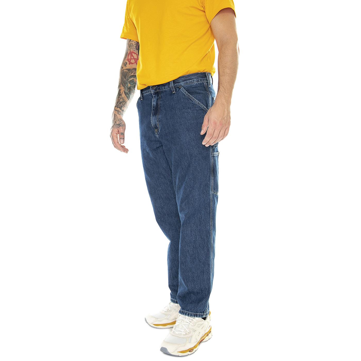 Single Knee Pant Blue /stone washed - Pantaloni Uomo Blu I032024.0106 . CARHARTT WIP 