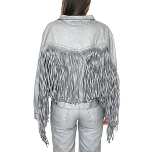 Souvenir Fringe Jacket Silver Relic - Giacca Estiva Donna Argento W4T144M3  WRANGLER 