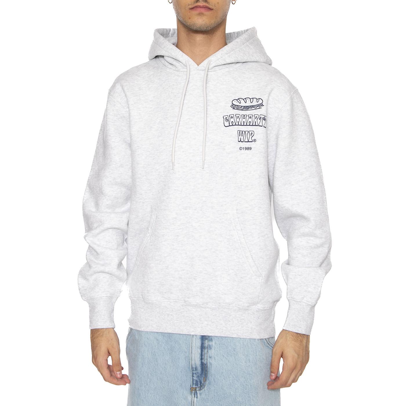 Hooded Sandwich Sweat Ash Heather / Blue - Felpa Uomo Grigia I035277.1V1XX . CARHARTT WIP 