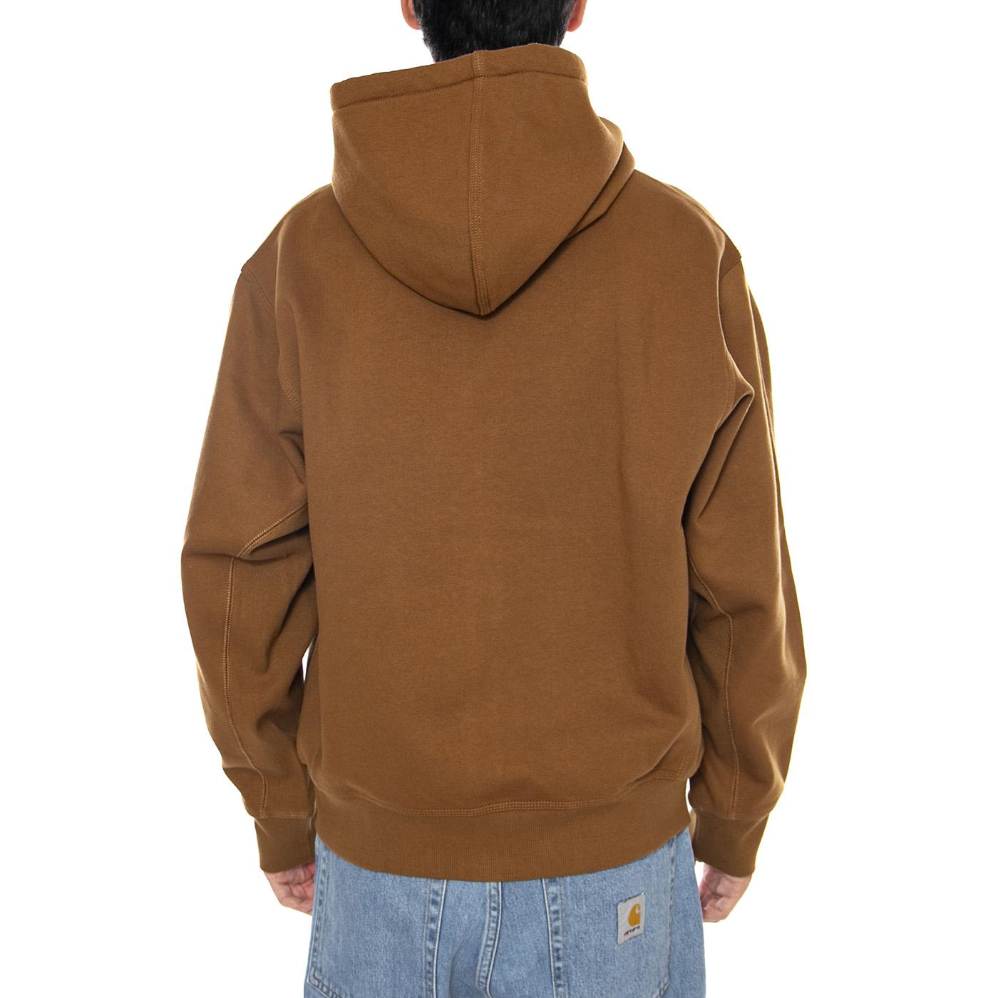 Hooded American Script Jacket Hamilton Brown - Felpa con Cappuccio Uomo Marrone I033063.HZXX . CARHARTT WIP 