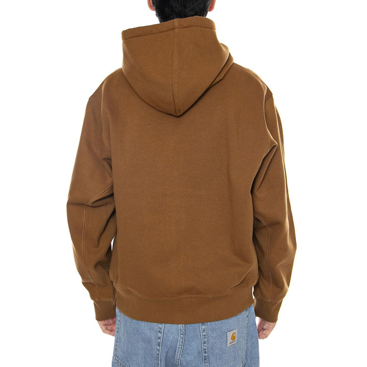 Hooded American Script Jacket Hamilton Brown - Felpa con Cappuccio Uomo Marrone I033063.HZXX . CARHARTT WIP 
