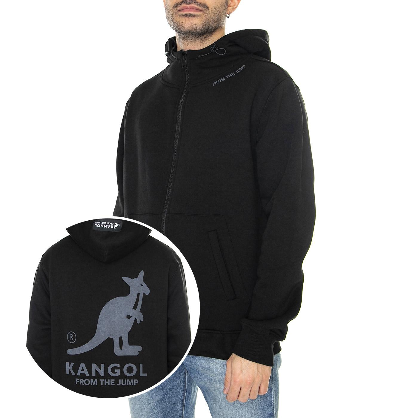 Essential Black - Felpa con Cappuccio e Zip Uomo Nera KAF22UHDZ103-99  KANGOL 