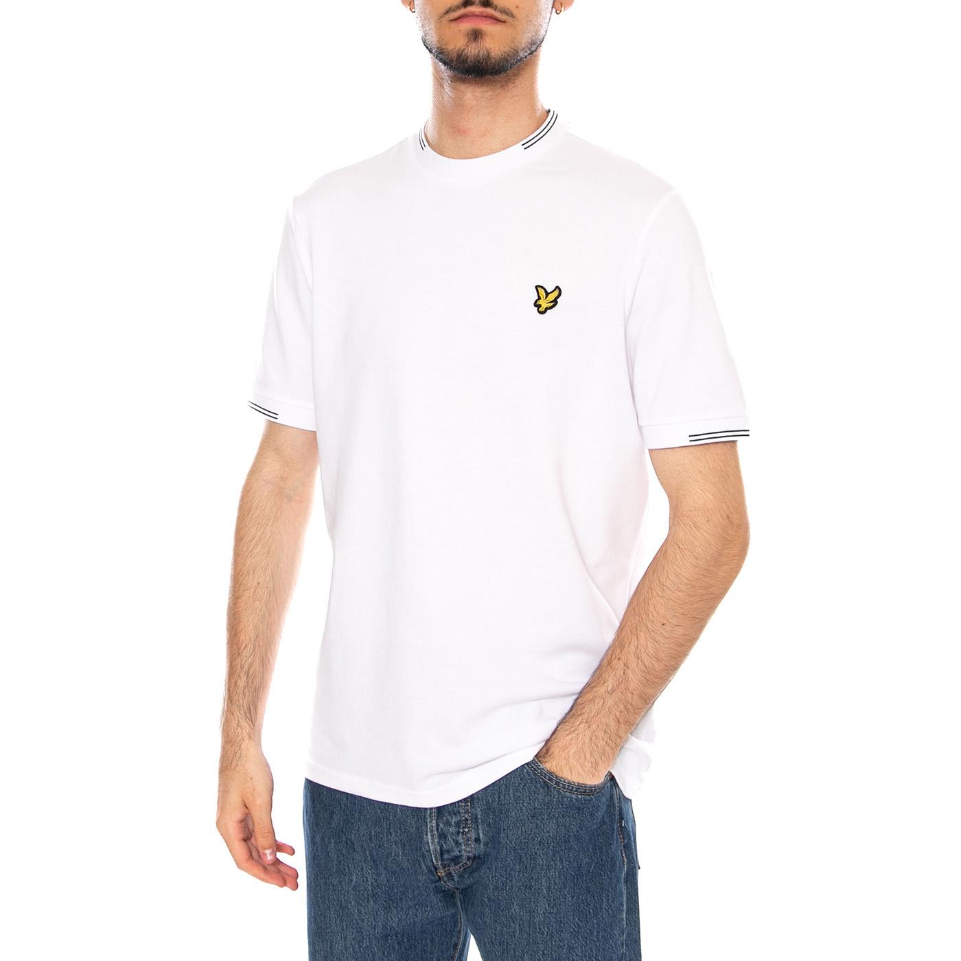 FINE TIPPED T-SHIRT WHITE / EVERGLADE - Maglietta Girocollo Uomo Bianca TS2405V Y16 LYLE & SCOTT 