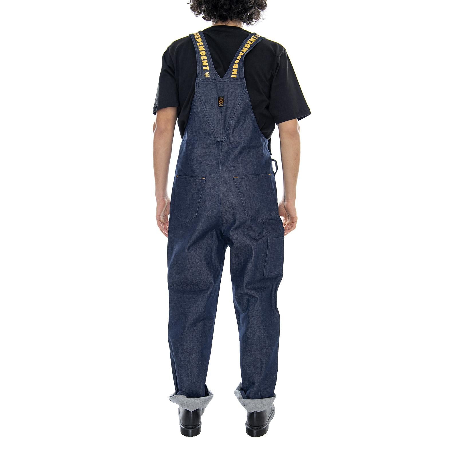 Brixton x Independent Yard Denim Overalls - Raw Indigo Blue - Salopette Uomo 04124-RWIDG . BRIXTON 