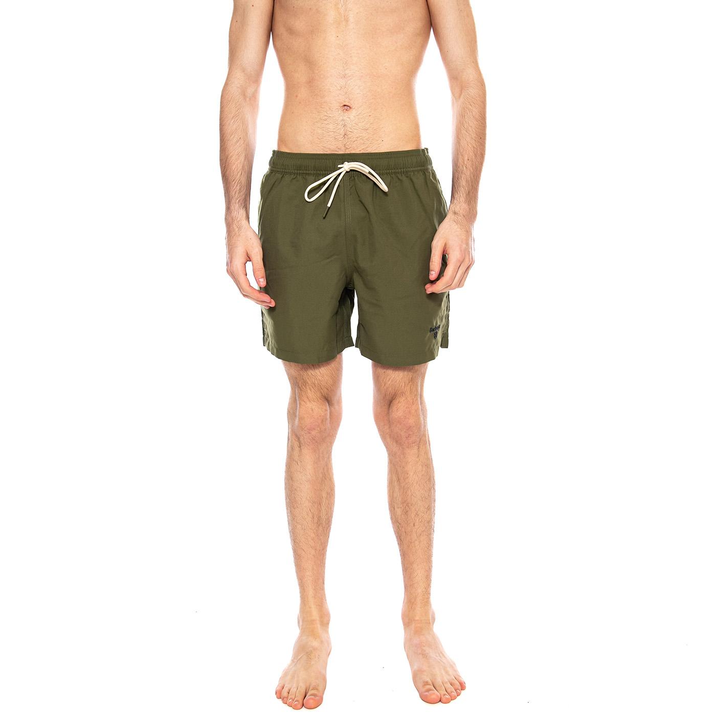 STAPLE LOGO 5 SWIM SHORTS Olive - Costume da bagno uomo verde oliva MSW0064 OL51 BARBOUR 
