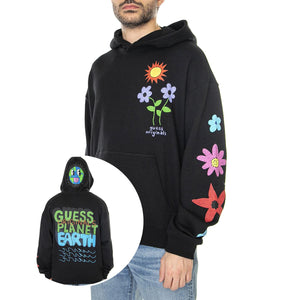 M' Go Earthy Day Sunshine Hoodie Jet Black A996 - Felpa con Cappuccio Uomo Nera M3GQ25KBQO2-JBLK  GUESS ORIGINALS 
