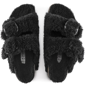Arizona Big Buckle Teddy Black Fur - Sandali Donna Neri 1021705  BIRKENSTOCK 