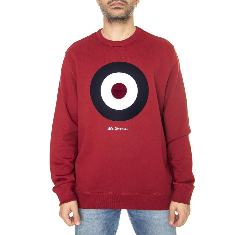 Flock Target Sweat Red - Felpa Girocollo Uomo Rossa 64842-550  BEN SHERMAN 