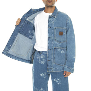 Stamp Jacket Stamp Print, Blue bleached - Giacca Denima Jeans Uomo Blu I033743.2LN35  CARHARTT WIP 