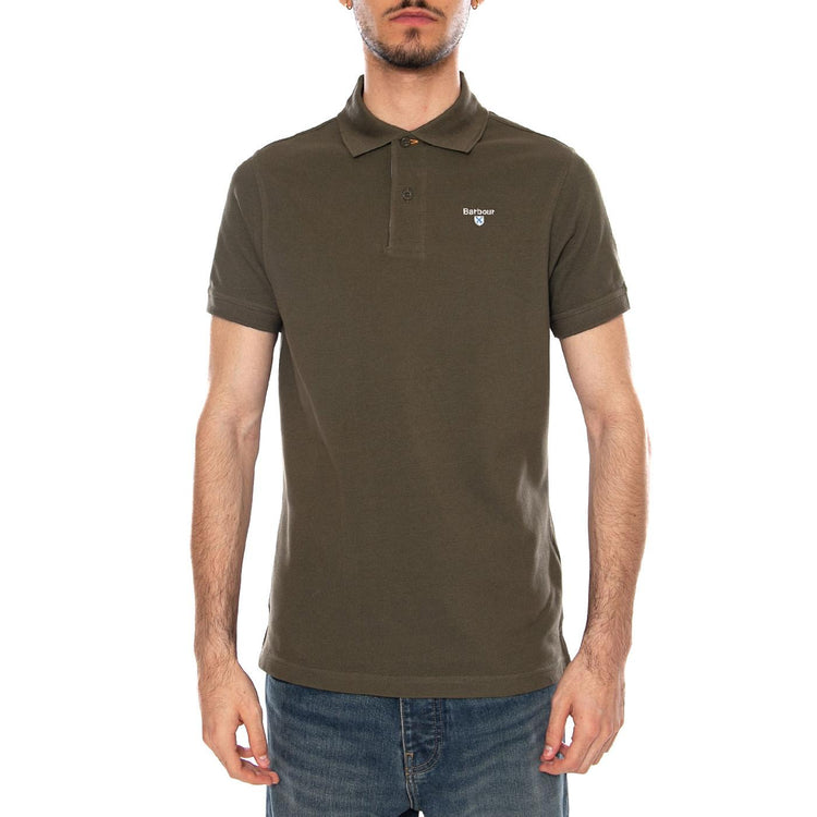 TARTAN PIQUE POLO DARK OLIVE - Polo Uomo Verde MML0012 OL51 BARBOUR 